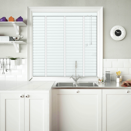 Frost Pearl with Natural Tape Venetian Blinds