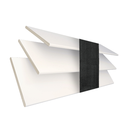 Gloss Pure White with Jet Tape Wood Venetian Blinds 3 Slats