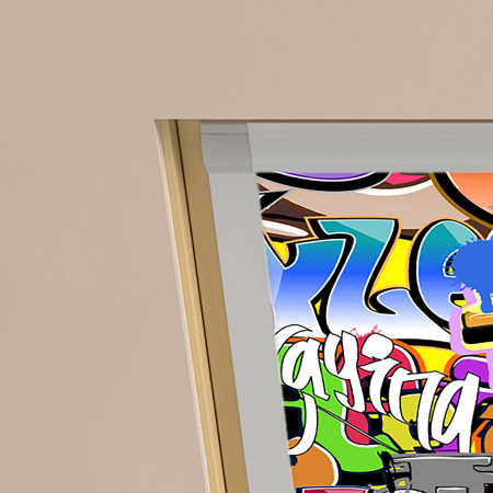 Graffiti (BLACKOUT) Duratech Roof Window Blinds Detail