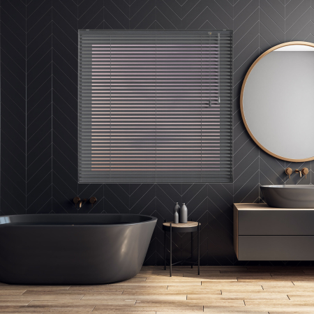 Hammered Anthracite Venetian Blinds Open