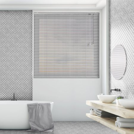 Hammered Silver Venetian Blinds Open