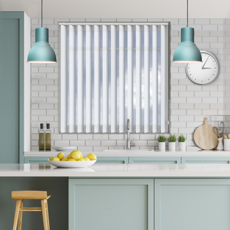 Hera White Vertical Blinds Open