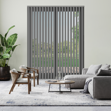Jeren Grey Vertical Blinds Open