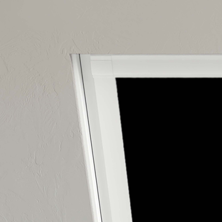 Jet Black (BLACKOUT) Dakstra Roof Window Blinds Detail White Frame