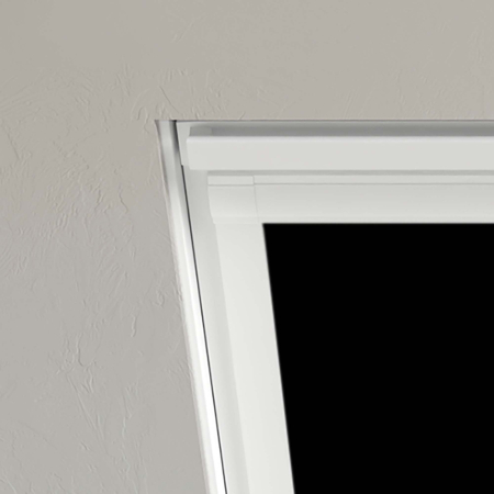 Jet Black (BLACKOUT) Keylite Roof Window Blinds Detail White Frame