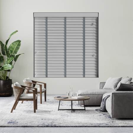 Kalm with Slate Tape Wood Venetian Blinds