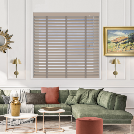 Latte Cream with Stealth Tape Venetian Blinds Open