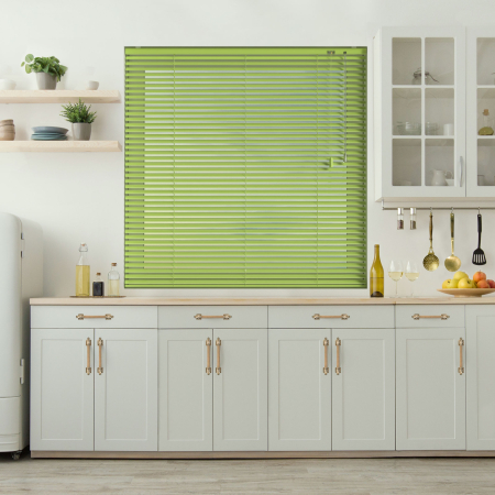 Lime Punch Venetian Blinds Open