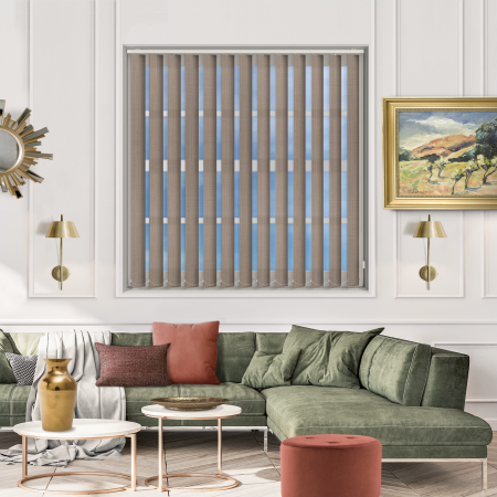 Linen Truffle Vertical Blinds Open