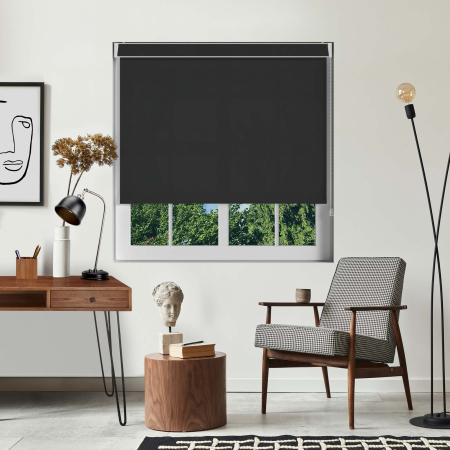 Luxe Black Pelmet Roller Blinds