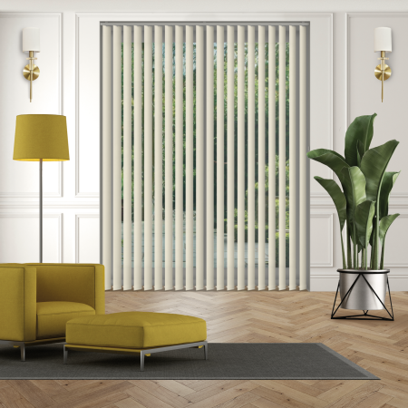 Luxe Cream Vertical Blinds Open