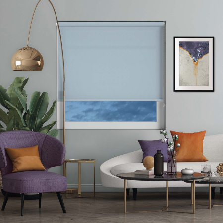 Luxe Smokey Blue Roller Blinds