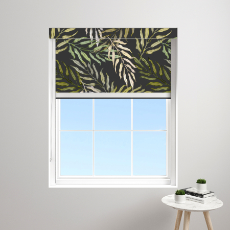 Majestic Palms Dark XL Bloc Blinds Cassette Blinds Inside Fit Close Up