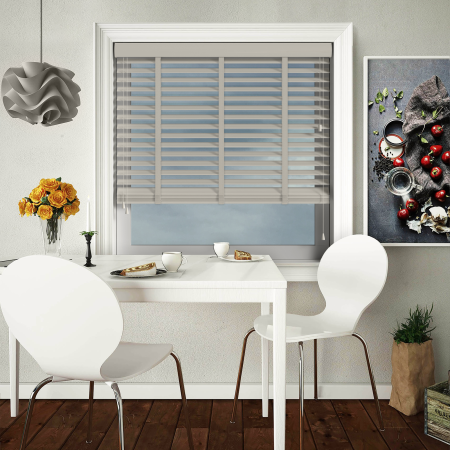 Marlin with Solis Tape Wood Venetian Blinds Open