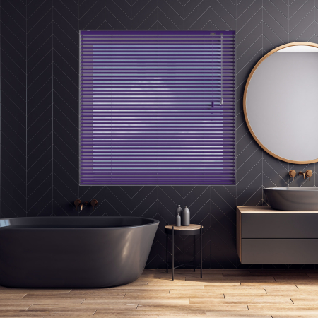 Matt Purple Venetian Blinds Open