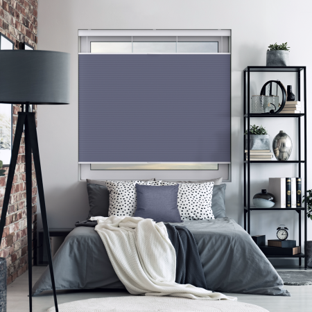 Maven Blue Blackout Cordless Top Down Bottom Up Honeycomb Pleated Blind Open