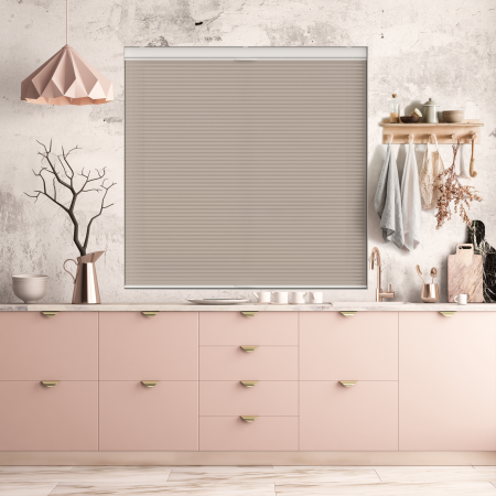 Maven Blush Pink Cordless Top Down Bottom Up Honeycomb Pleated Blind Open