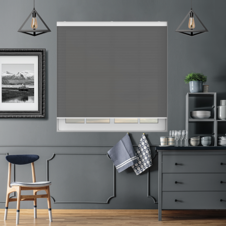 Maven Graphite Grey Cordless Honeycomb Pleated Blind Open