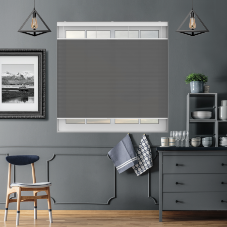 Maven Graphite Grey Cordless Top Down Bottom Up Honeycomb Pleated Blind Open