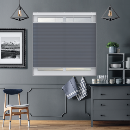 Maven Matisse Blue Cordless Top Down Bottom Up Honeycomb Pleated Blind Open