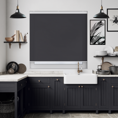 Maven Raven Grey Cordless Honeycomb Pleated Blind Open