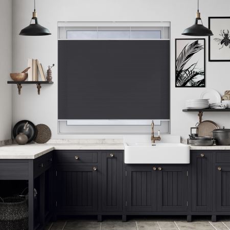 Maven Raven Grey Cordless Top Down Bottom Up Honeycomb Pleated Blind Open