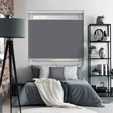 Maven Smokey Grey Blackout Cordless Top Down Bottom Up Honeycomb Pleated Blind Open