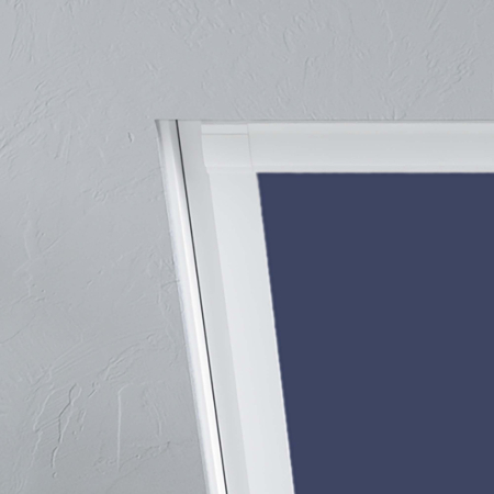 Midnight Blue (BLACKOUT) Optilight Roof Window Blinds Detail White Frame