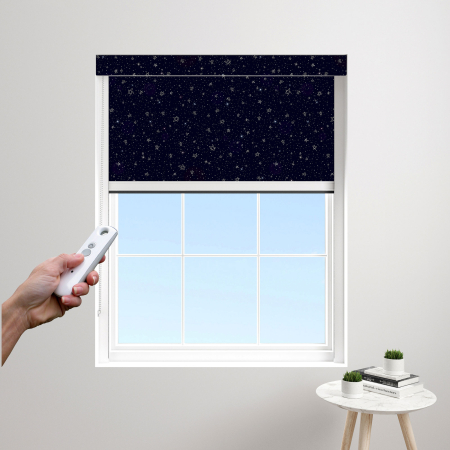 Midnight Sparkle Blue Electric BlocOut Cassette Blinds Edge Fit