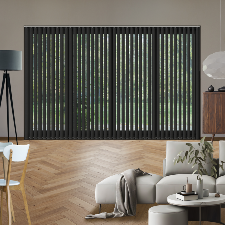 Mirage Solar Black Replacement Vertical Blind Slats Open