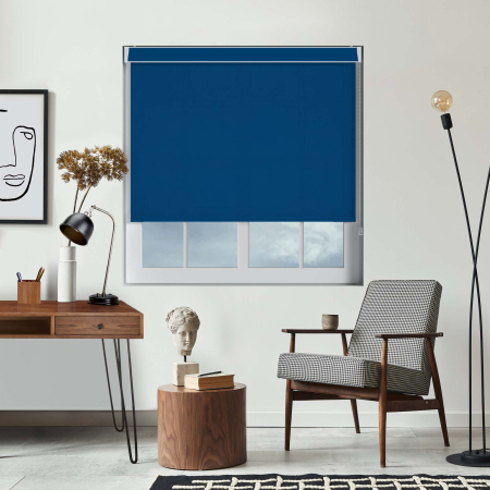 Mirage Solar Dark Blue Pelmet Roller Blinds