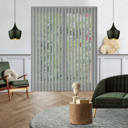 Mirage Solar Silver Vertical Blinds Open