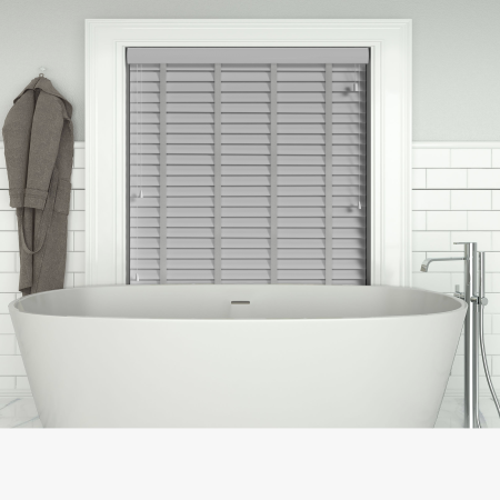 Mission Wood Grain Faux Wood with Lunar Tape Wood Venetian Blinds