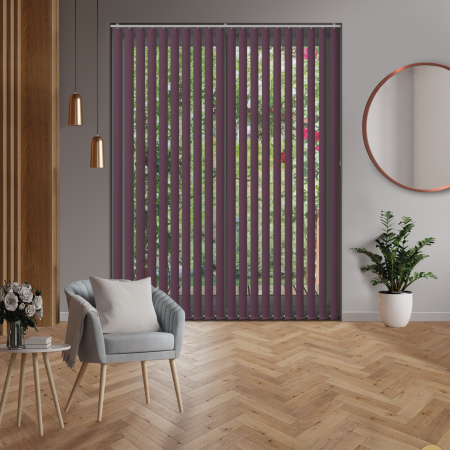 Origin Aubergine Vertical Blinds Open
