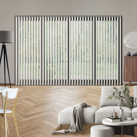 Origin Brilliant White Vertical Blinds Open