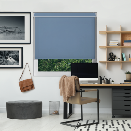 Origin Dusky Blue Pelmet Roller Blinds