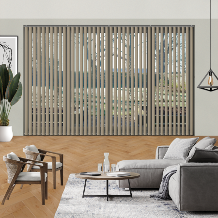 Origin Hessian Vertical Blinds Open
