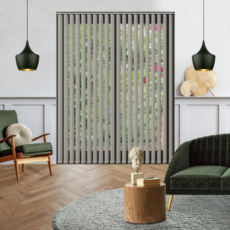 Origin Hopsack Vertical Blinds Open