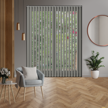 Origin Light Grey Vertical Blinds Open