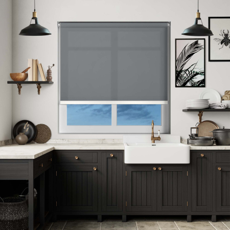 Origin Rock Grey White Bottom Bar Cordless Roller Blinds