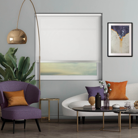 Origin White Chrome Bottom Bar Cordless Roller Blinds