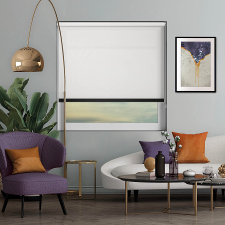 Origin White Black Bottom Bar Roller Blinds