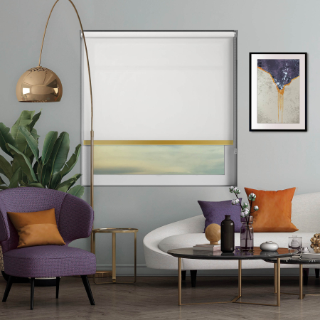 Origin White Gold Bottom Bar Roller Blinds