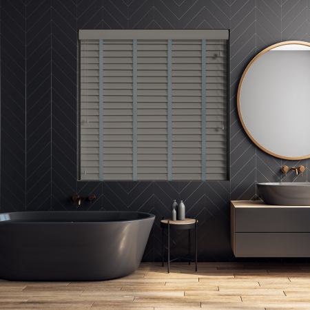 Orion Faux Wood with Slate Tape Wood Venetian Blinds