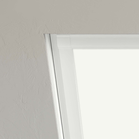 Pure White (BLACKOUT) Aurora Roof Window Blinds Detail White Frame