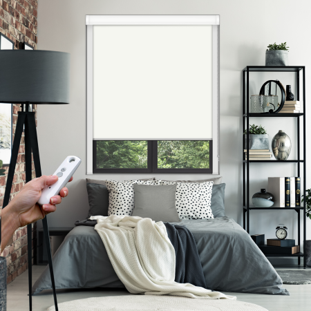 Pure White Electric BlocOut Cassette Blinds Inside Fit