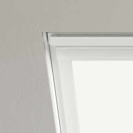 Pure White (BLACKOUT) Keylite Roof Window Blinds Detail White Frame