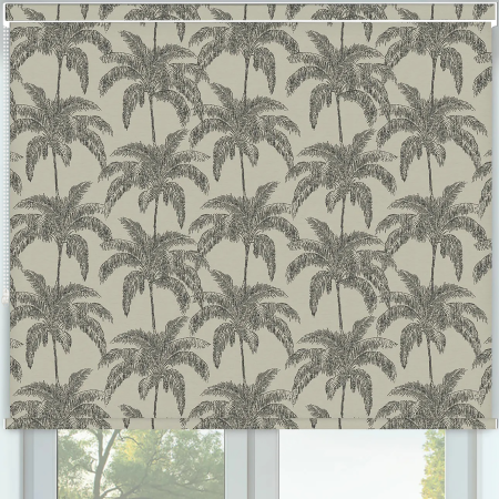 Retro Palm Black Pelmet Roller Blinds Frame
