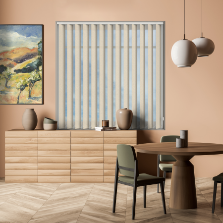 Roma Beige Vertical Blinds Open