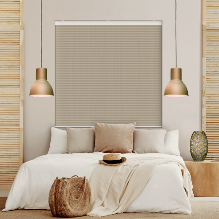 Sable Tuscan Beige Blackout Cordless Honeycomb Pleated Blind Closed